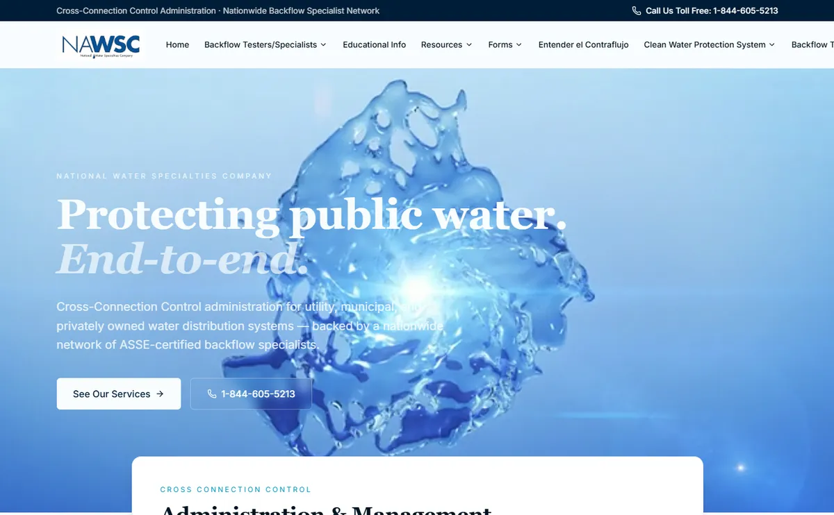 The rebuilt NAWSC site: Protecting public water. End-to-end.